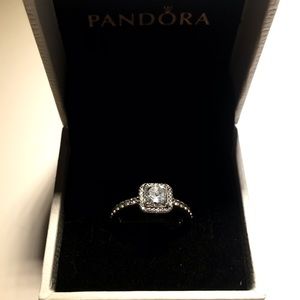 Pandora Square Sparkle Halo Ring